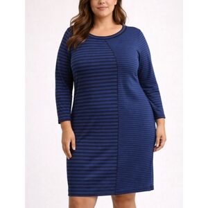 MAX STUDIO Nwt 3/4 Sleeve Royal Striped Pieced Bodycon Knee Length Dress, XL
